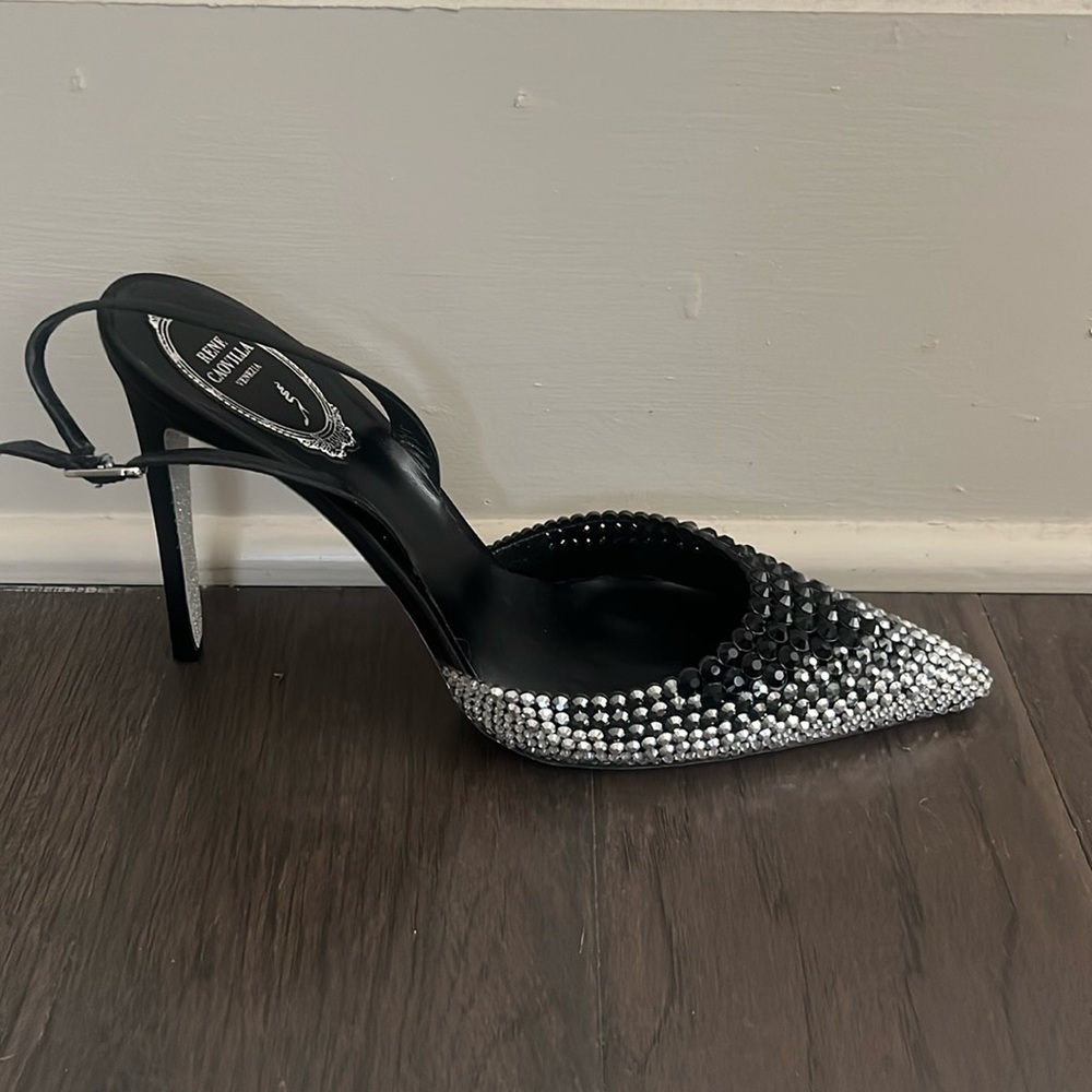 Rene Caovilla Crystal Satin Slingback Pumps - Picture 6 of 6